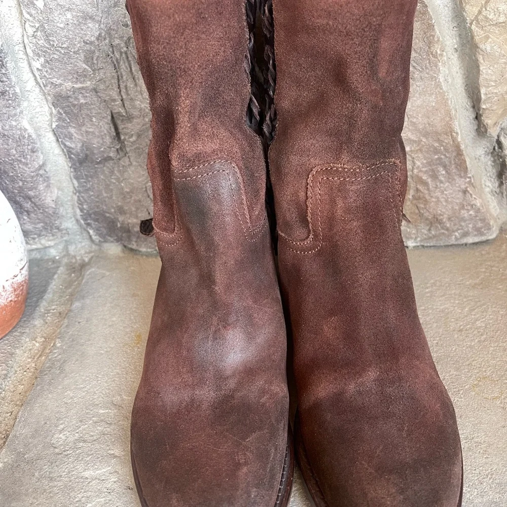Brown Suede Leather Ankle boots Women's Engineer Moto Sz 36 5.5 Vero Cuoio Italy - Picture 7 of 11